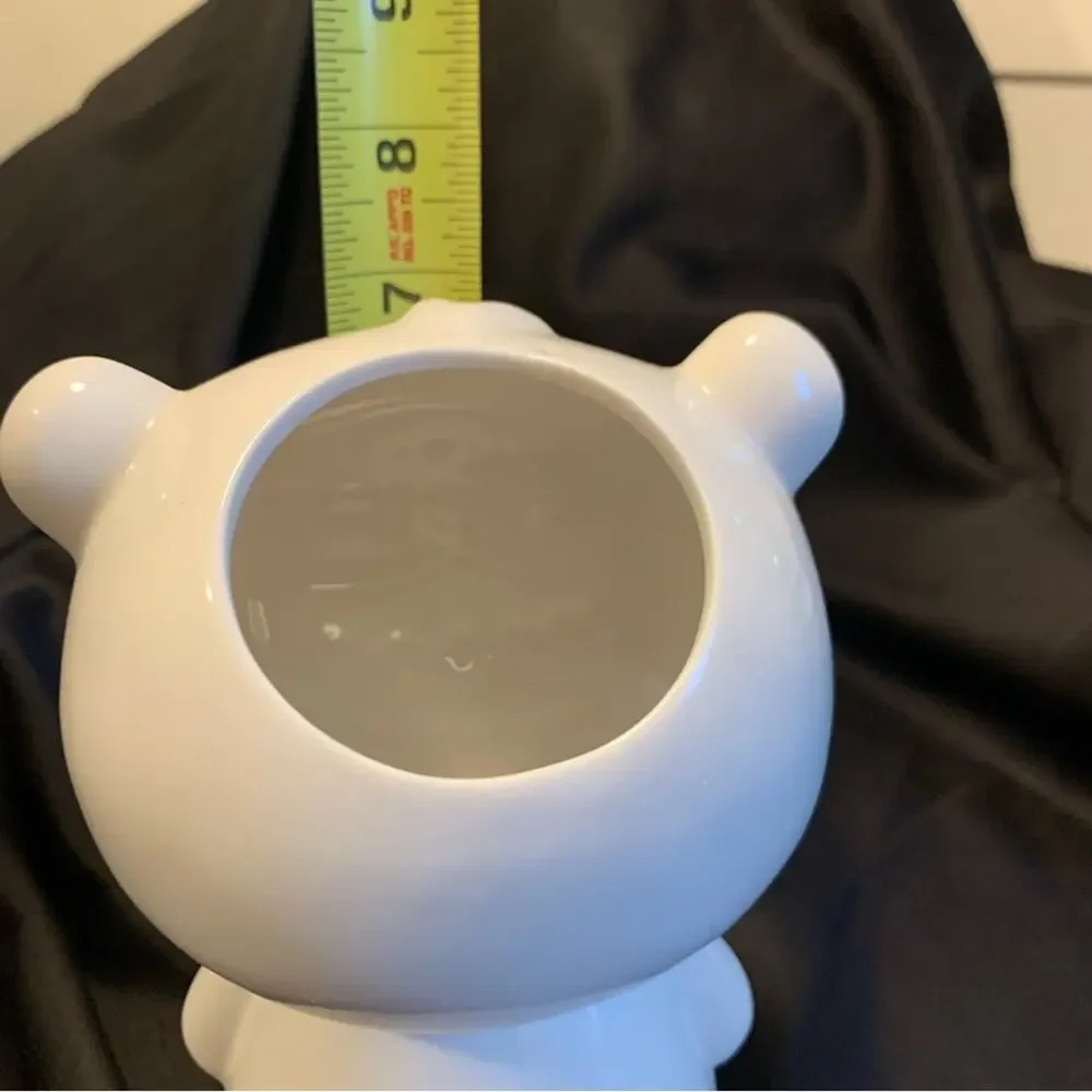 Angry Bear White Ceramic Vase